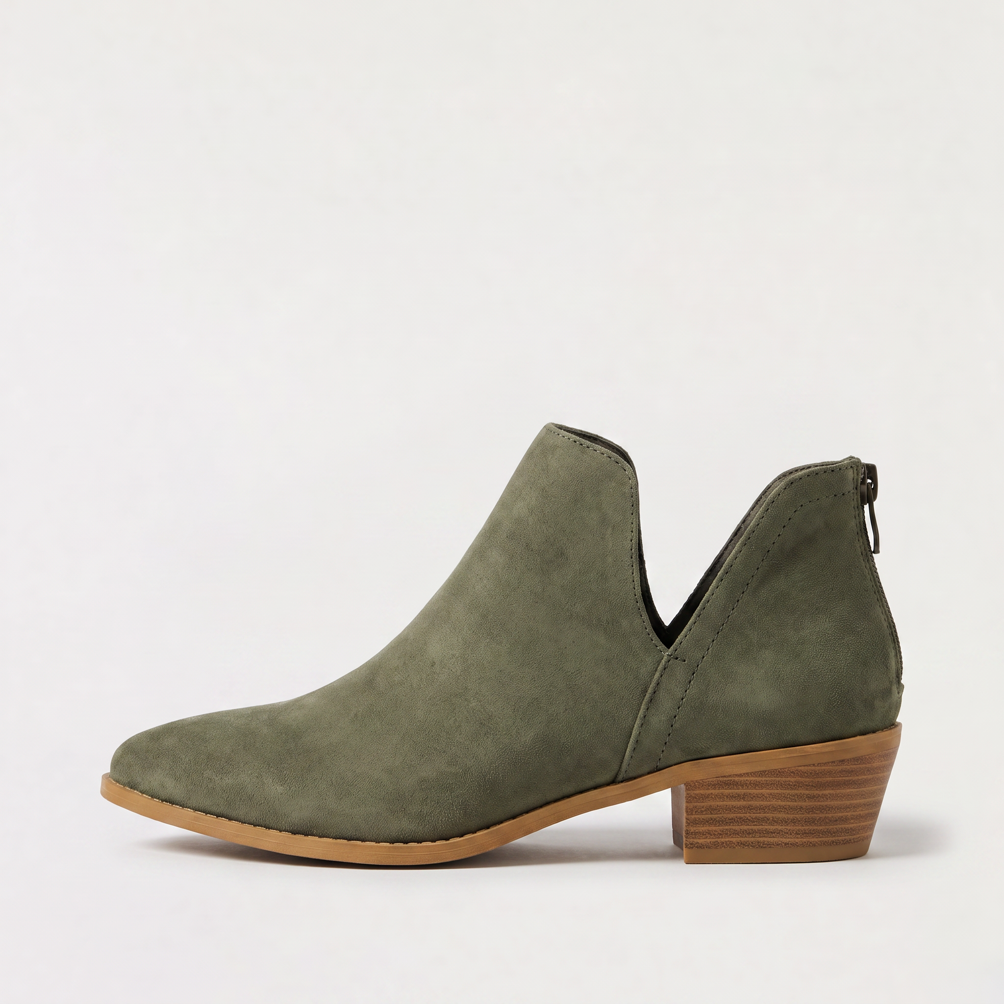 Black ankle boots for women featuring a stylish tasselled back zip, low stacked heel, and elegant V-front design, made from vegan material. 0