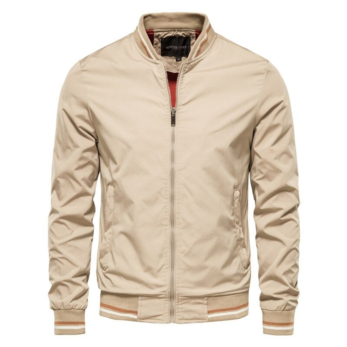 Men's black varsity-style bomber jacket featuring a zip-up design and ribbed detailing, perfect for a stylish and casual look. 3