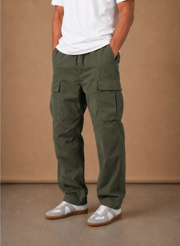 Men's cargo pants featuring utility pockets and a relaxed fit, designed for comfort and versatility, perfect for casual outings and outdoor activities. 3