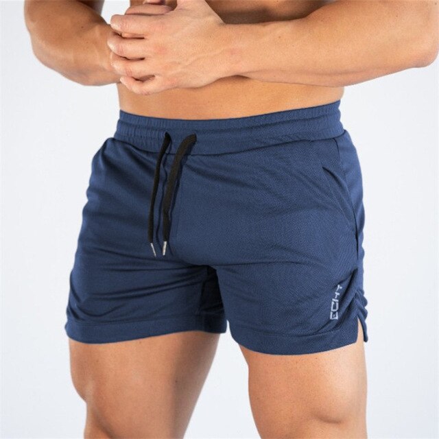Men's mid waist polyester gym shorts featuring a drawstring closure for a comfortable fit, perfect for athletic activities and workouts. 7
