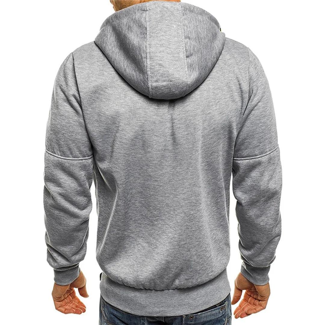 Men's hoodie featuring a full-length zipper, crafted from soft breathable fabric, designed for a casual relaxed fit, perfect for everyday wear. 7