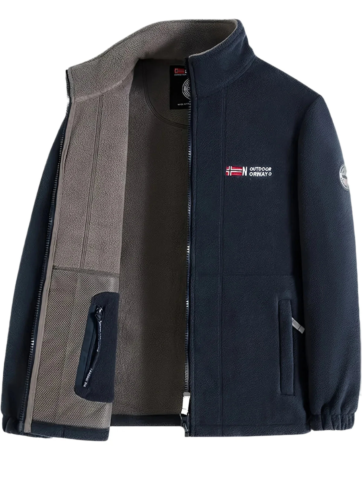 Men's jacket featuring a warm lining and practical zipper, ideal for outdoor winter activities, providing comfort and style for active days. 0
