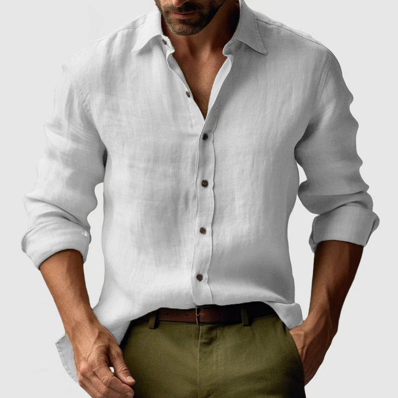 Men's long sleeve button-up shirt in regular fit, made from woven fabric, perfect for casual and formal occasions, available in six stylish colors. 2