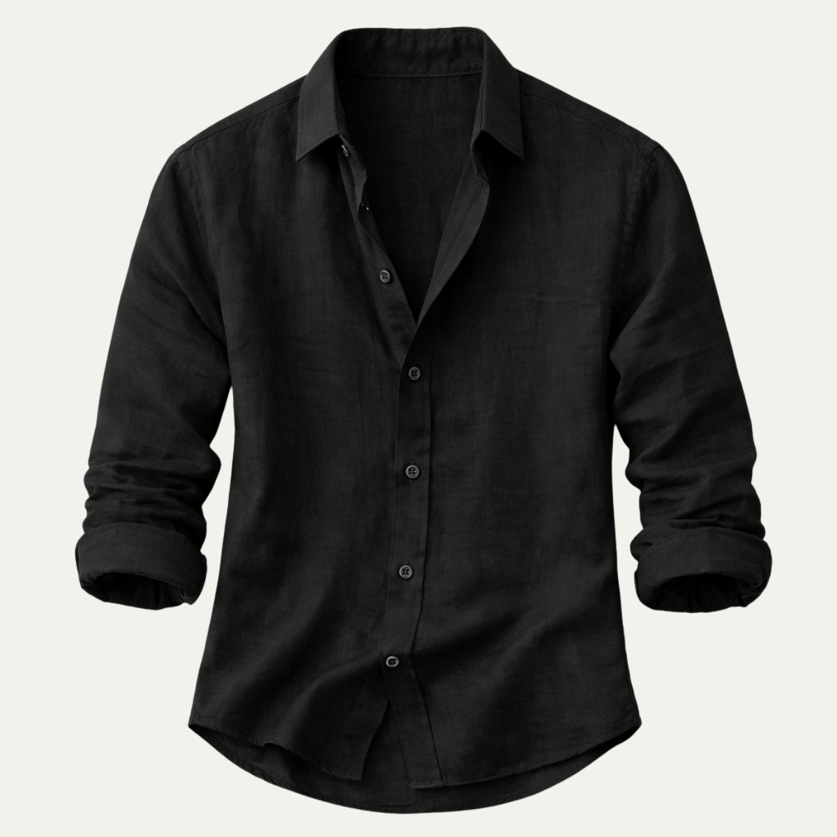 Men's slim fit long sleeve shirt made from smooth woven fabric, suitable for both casual and formal occasions, available in black, white, and sage grey 4