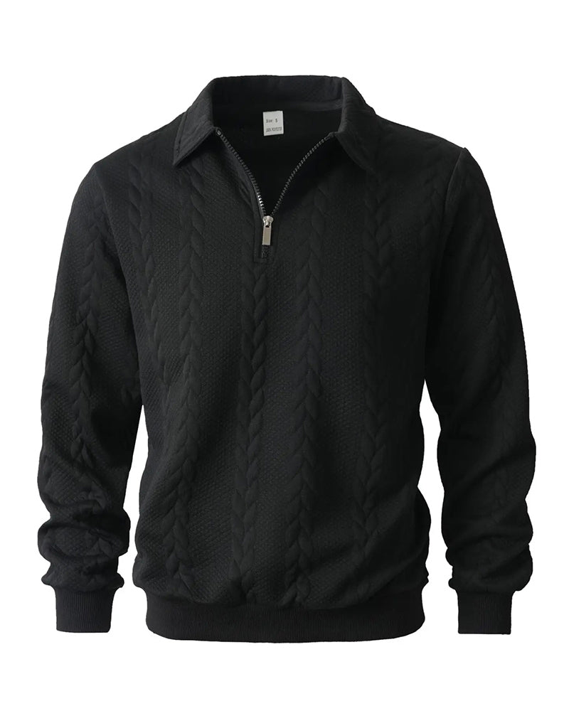 Men's cotton blend sweatshirt featuring a half-zip closure and lapel collar, designed for a regular fit, perfect for spring and autumn wear. 3