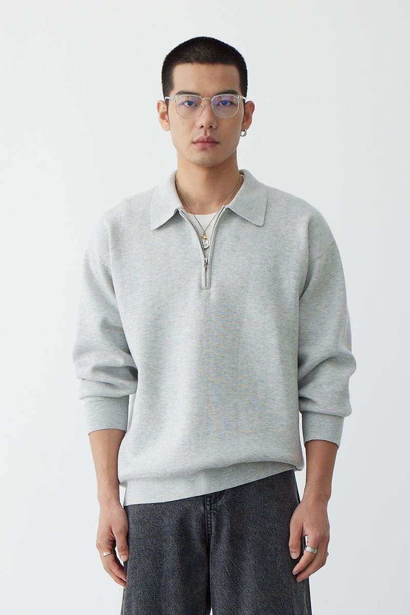 Men's sweatshirt featuring a polo collar, designed in a relaxed fit with a soft cotton blend for ultimate comfort, perfect for casual outings. 0