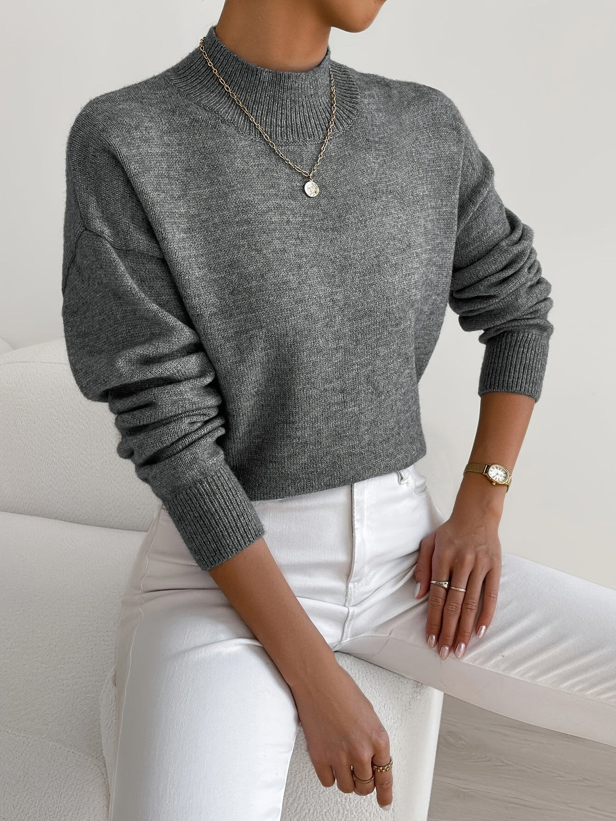 Roll neck jumper featuring a stylish turtleneck design, crafted from soft warm fabric, perfect for cozy autumn wear. 9