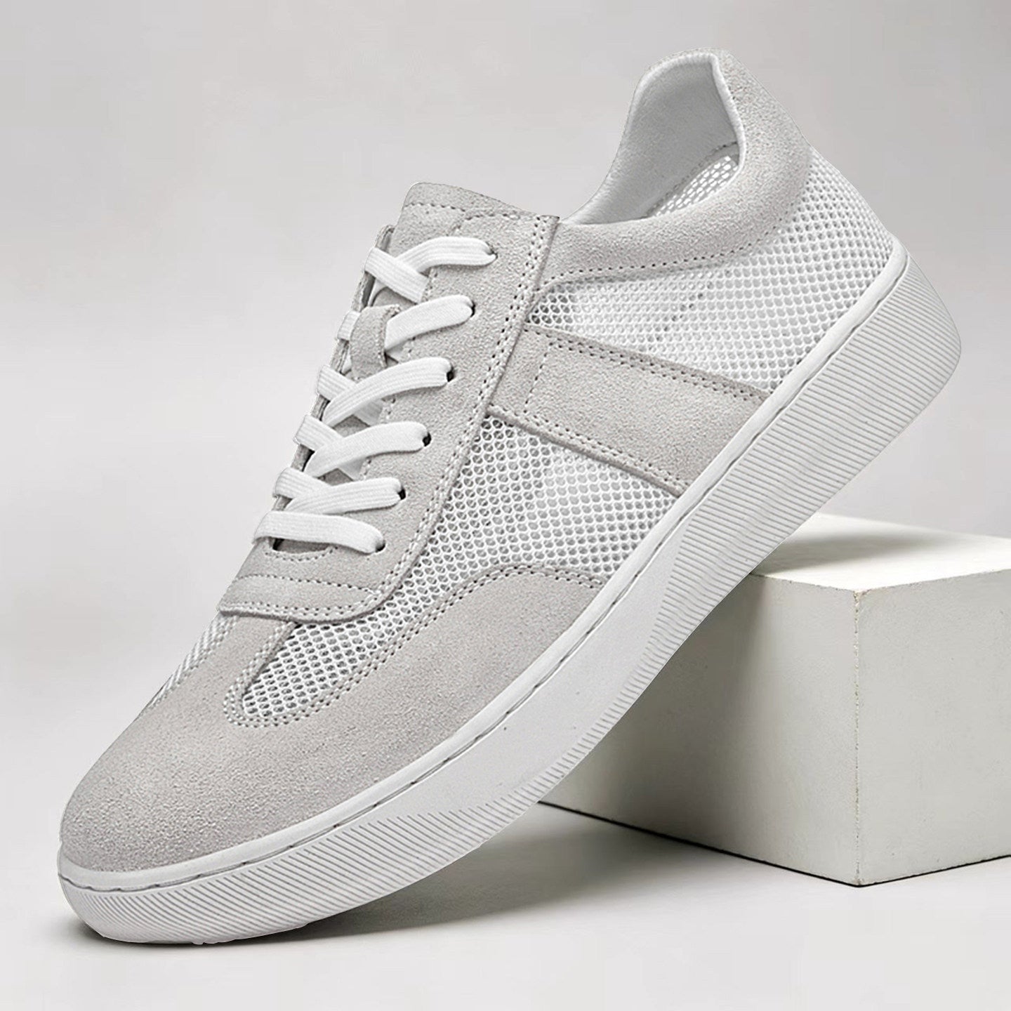 Unisex retro sneakers in cobalt blue featuring a breathable mesh upper and lightweight padded sole for comfort and style. 4