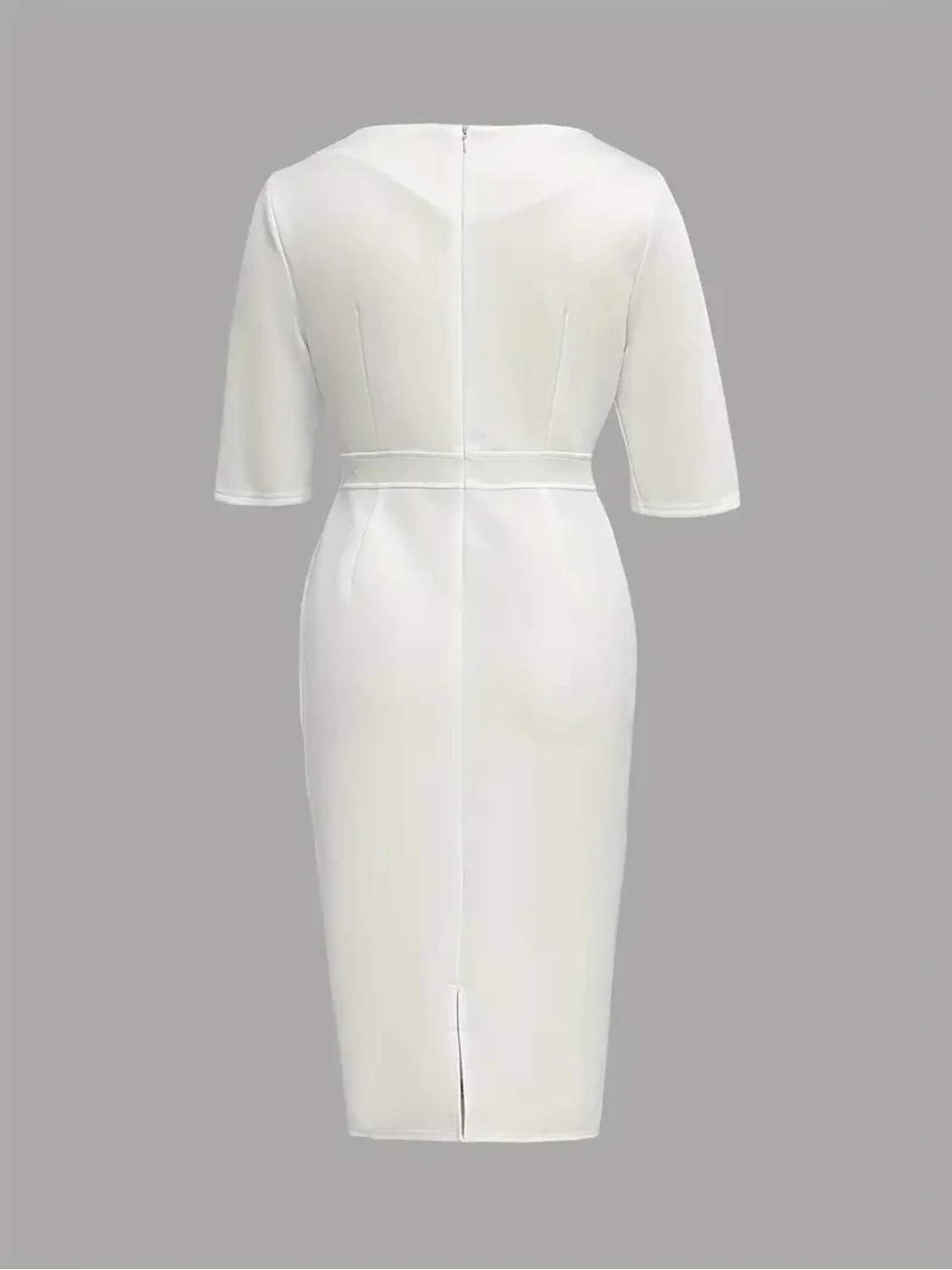 Women's midi dress featuring a tailored fit, stylish button detail, and elegant split sleeves, perfect for formal occasions. 5