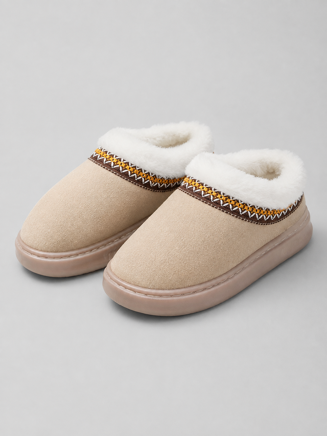 Women's slippers featuring a soft plush faux fur lining, designed as cozy faux suede mules suitable for both indoor and outdoor use. 0