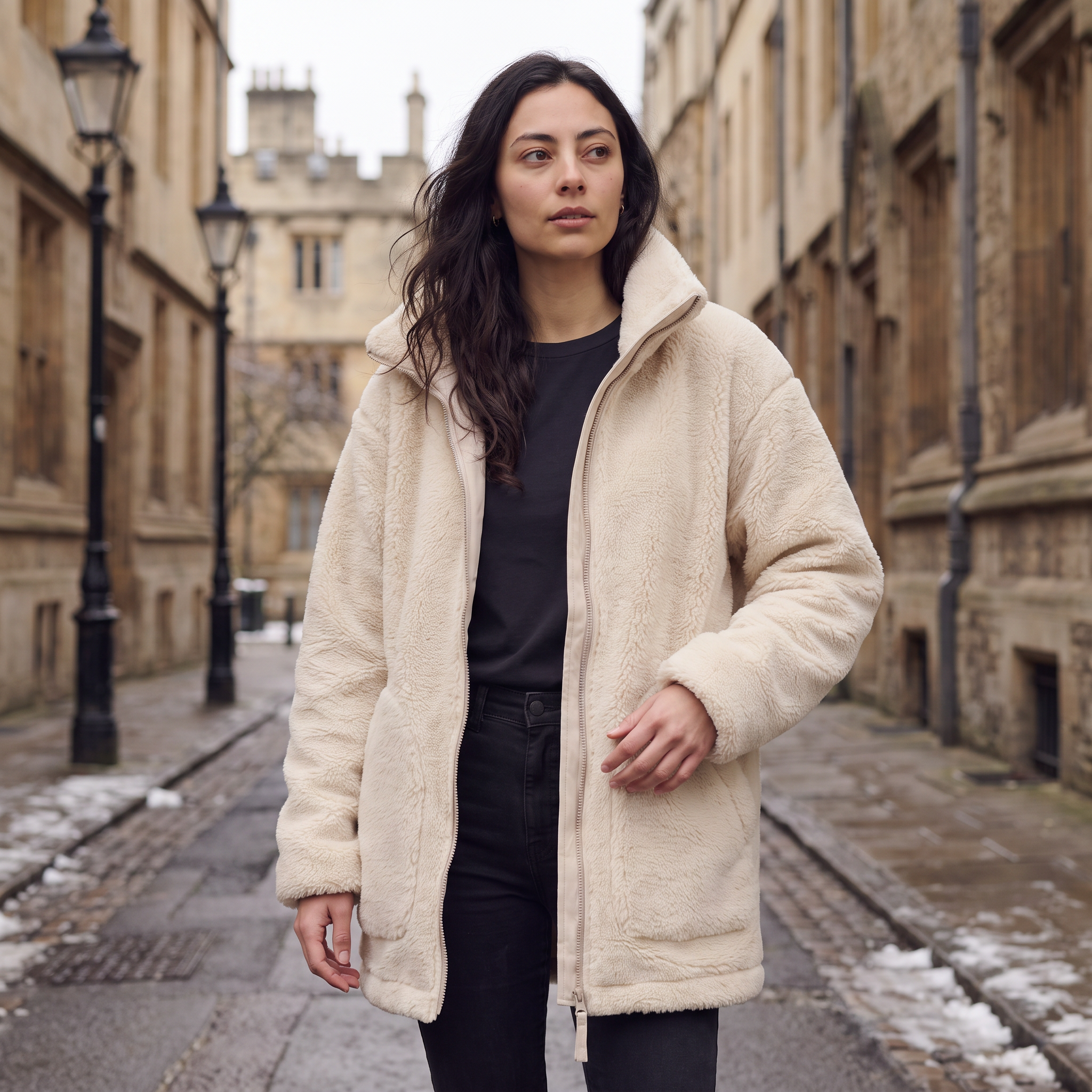 Women's Teddy Fleece Jacket featuring a two-way zip and high collar, designed for a relaxed fit and ultimate comfort, perfect for cozy layering during colder months 1