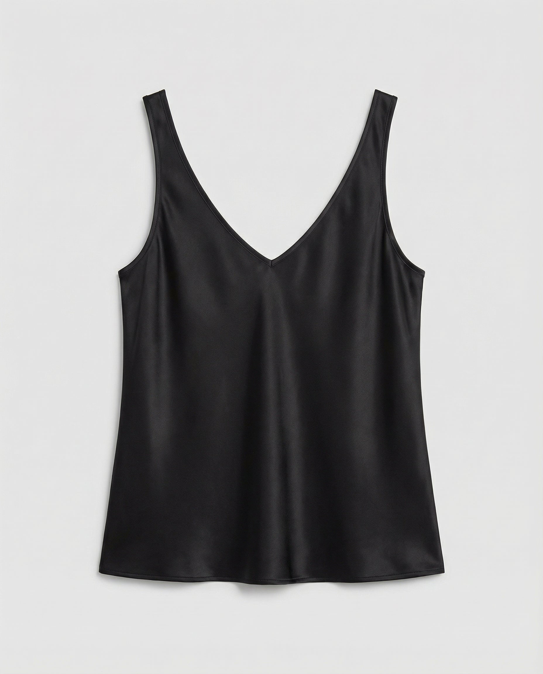 Elegant women's camisole top featuring a V-neckline and wide straps, crafted from luxurious satin fabric for a relaxed fit, perfect for layering or wearing alone 2