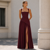 Women's A-Line Maxi Dress with Fitted Waist and Sleeveless Design – Elegant Summer Formal Dress