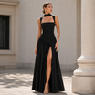 Women's A-Line Maxi Dress with Fitted Waist and Sleeveless Design – Elegant Summer Formal Dress