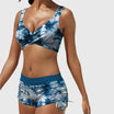 Bikini swimsuit set featuring a trendy camouflage pattern, designed as a sporty two-piece swimwear for women, perfect for beach and pool activities. 2