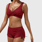 Bikini swimsuit set featuring a trendy camouflage pattern, designed as a sporty two-piece swimwear for women, perfect for beach and pool activities. 4