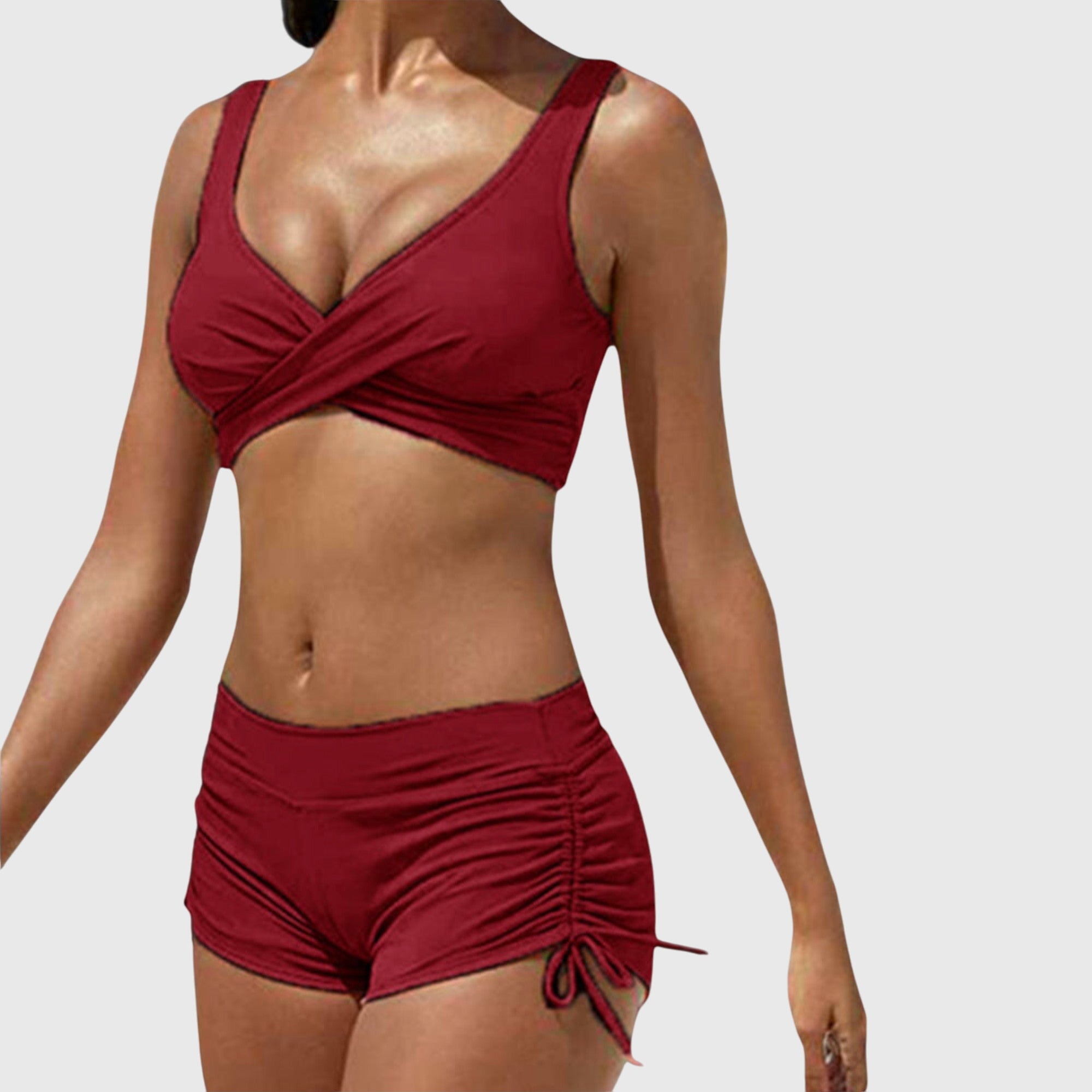 Bikini swimsuit set featuring a trendy camouflage pattern, designed as a sporty two-piece swimwear for women, perfect for beach and pool activities. 4