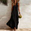 Boho maxi dress with U-neck and sleeveless design, featuring a flowy lightweight silhouette perfect for women’s casual summer outings. 0