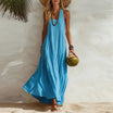 Boho maxi dress with U-neck and sleeveless design, featuring a flowy lightweight silhouette perfect for women’s casual summer outings. 2