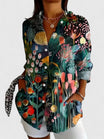 Button-Up Blouse with Artistic Print – Relaxed Fit Cotton Blend – Multicolor Design for Everyday Wear 5