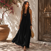 Boho Maxi Dress with U-Neck and Sleeveless Design – Flowy Lightweight Long Dress for Women