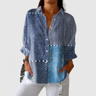 Colorful printed blouse for women featuring a loose fit and soft fabric, perfect lightweight summer top for casual wear. 0