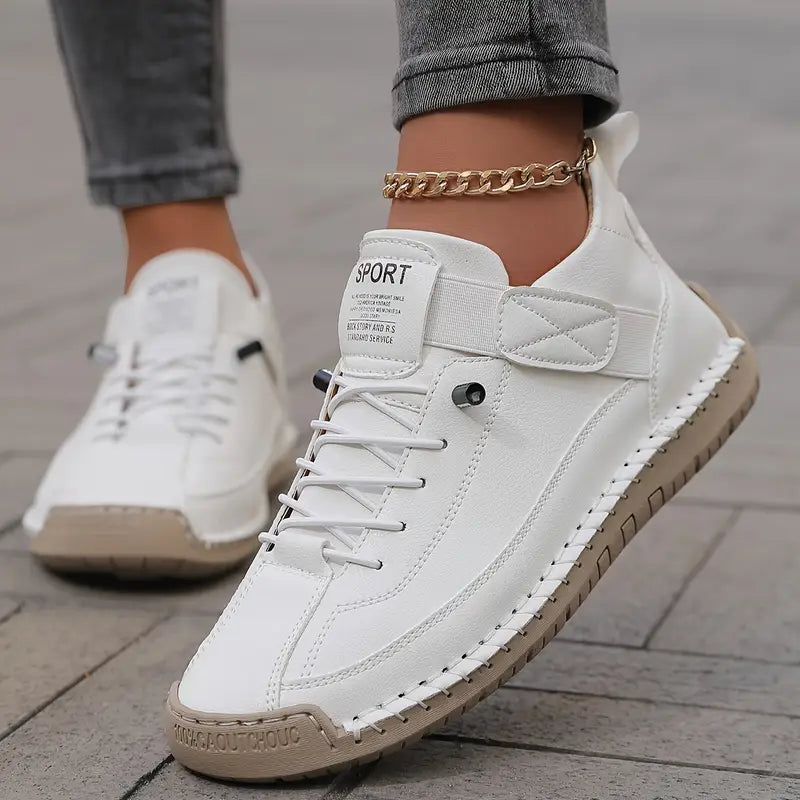 Comfort Support Sneakers with Breathable Leather and Shock Absorption – Easy On/Off Design 0
