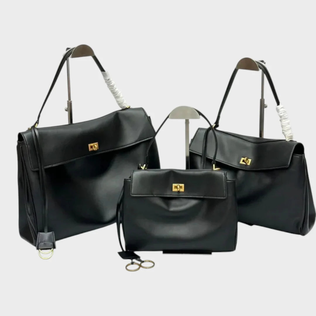 Cowhide leather shoulder bag featuring a magnetic flap closure and an adjustable strap, perfect for everyday use and versatile styling. 3