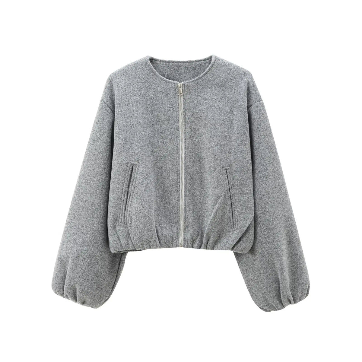 Cropped bomber jacket for women featuring a zip-up front and soft lightweight fleece design, perfect for stylish layering in cool weather. 8