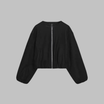 Cropped zip jacket with collarless neckline in soft structured design, perfect for a stylish and modern look. 3