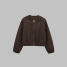 Cropped zip jacket with collarless neckline in soft structured design, perfect for a stylish and modern look. 4