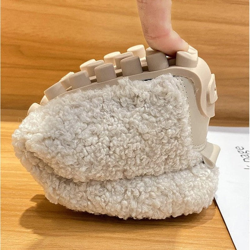 Cushioned slippers with plush lining in black, beige, and brown, featuring a closed-toe slip-on design for ultimate comfort and style. 4