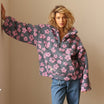 Fleece sweater for women featuring a relaxed fit, made from ultra-soft sherpa fabric with a stylish floral pattern. 2