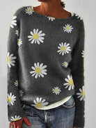 Fluffy knit sweater for women featuring a wide round neckline and slim fit, crafted from a soft brushed texture for ultimate comfort and style. 7