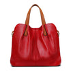Genuine leather handbag with adjustable strap, featuring luxurious lychee grain cowhide, available in blue, black, pink, gray, and beige, designed 4