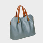 Genuine leather handbag with adjustable strap, featuring luxurious lychee grain cowhide, available in blue, black, pink, gray, and beige, designed 7