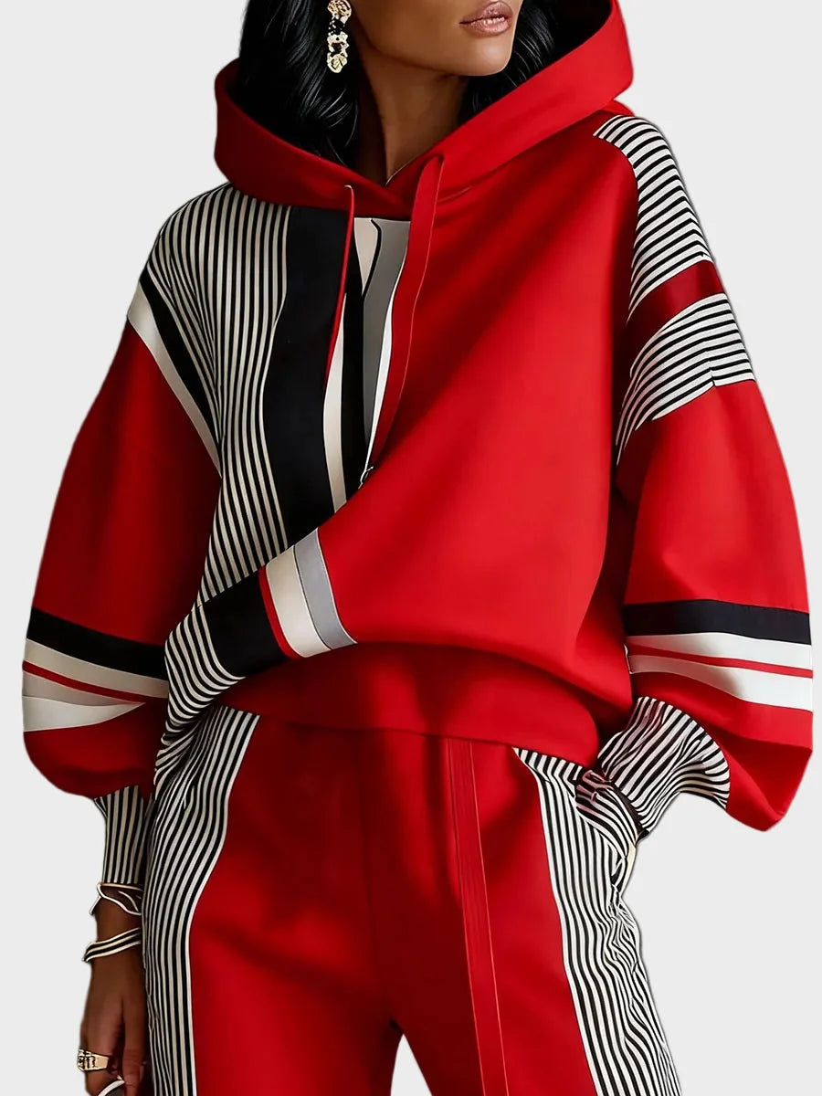 Geometric abstract print unisex hoodie made from a soft cotton blend, featuring a stylish hood, perfect for casual wear and contemporary fashion. 0