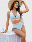 High waisted bikini set featuring a supportive fit, designed for women, in vibrant colors, perfect for stylish beach and pool outings. 0