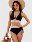 High waisted bikini set with tummy control, featuring elegant design and flattering fit for women, perfect for beach or poolside. 3