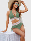 High waisted bikini set with tummy control, featuring elegant design and flattering fit for women, perfect for beach or poolside. 4