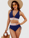 High waisted bikini set with tummy control, featuring elegant design and flattering fit for women, perfect for beach or poolside. 5
