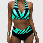 High waisted bikini set featuring tummy control, adjustable straps, and push-up swimwear design for women, perfect for stylish beach outings and flattering body support 1