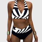 High waisted bikini set featuring tummy control, adjustable straps, and push-up swimwear design for women, perfect for stylish beach outings and flattering body support 2