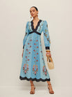 Elegant long sleeve midi dress featuring a V-neck and backless design, perfect for vacation wear for women. 0