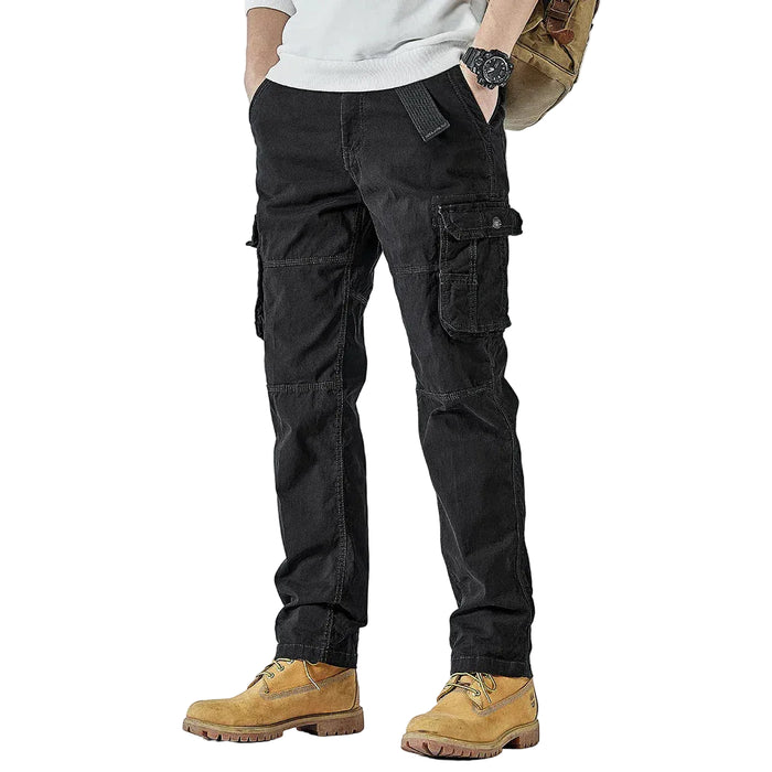 Men cargo trousers with multiple pockets and belt loops