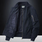 Men's black bomber jacket featuring a zip front closure and baseball collar, designed for a relaxed fit, perfect for casual wear. 3