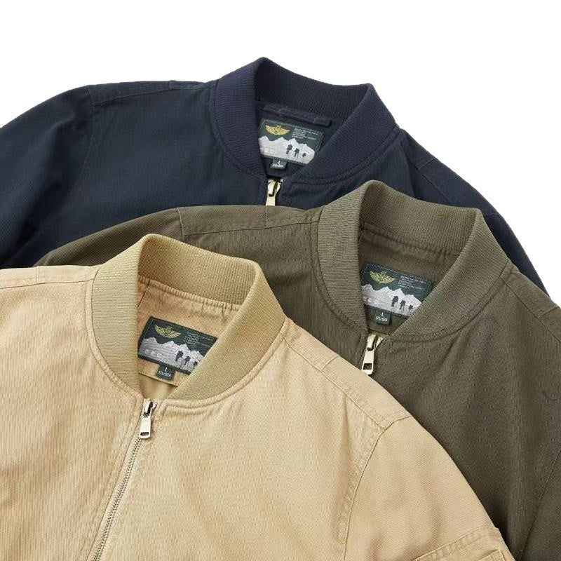Men's black bomber jacket featuring a zip front closure and baseball collar, designed for a relaxed fit, perfect for casual wear. 6