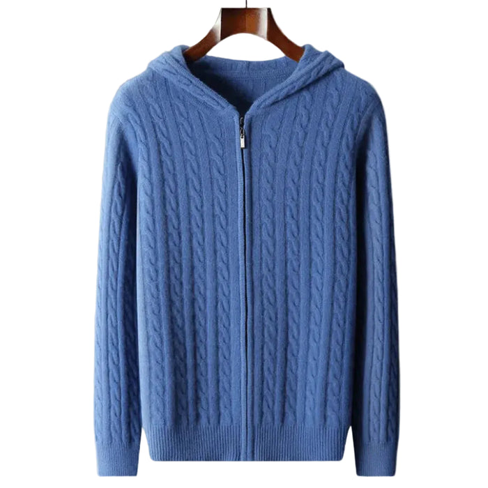 Men's Cable Knit Cardigan with Hood
