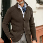 Men's cardigan blazer featuring a button front and stand collar, made from waffle-knit acrylic for a relaxed fit, perfect for casual or semi-formal occasions 0
