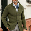 Men's cardigan blazer featuring a button front and stand collar, made from waffle-knit acrylic for a relaxed fit, perfect for casual or semi-formal occasions 3